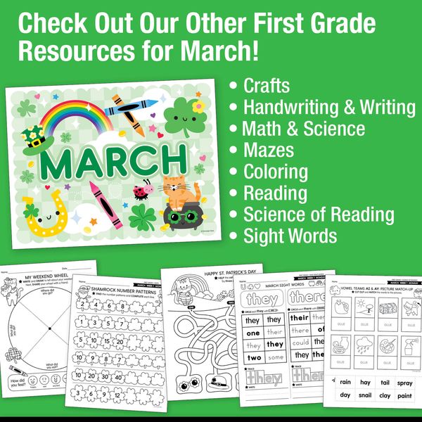 Printable First Grade March Daily Morning Work
