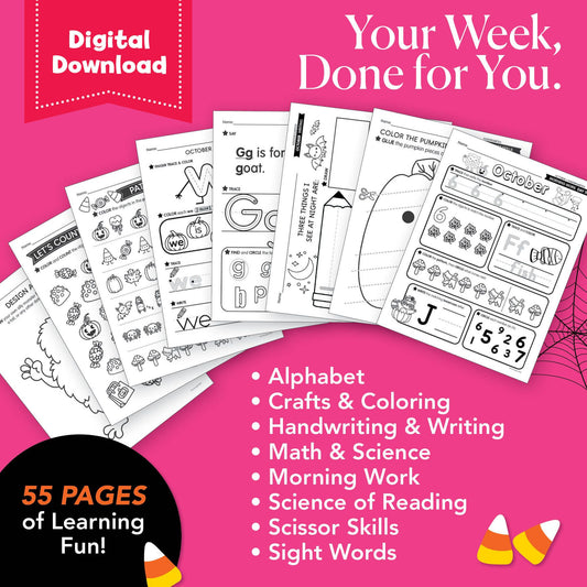 Printable Kindergarten October Week 3 Resources