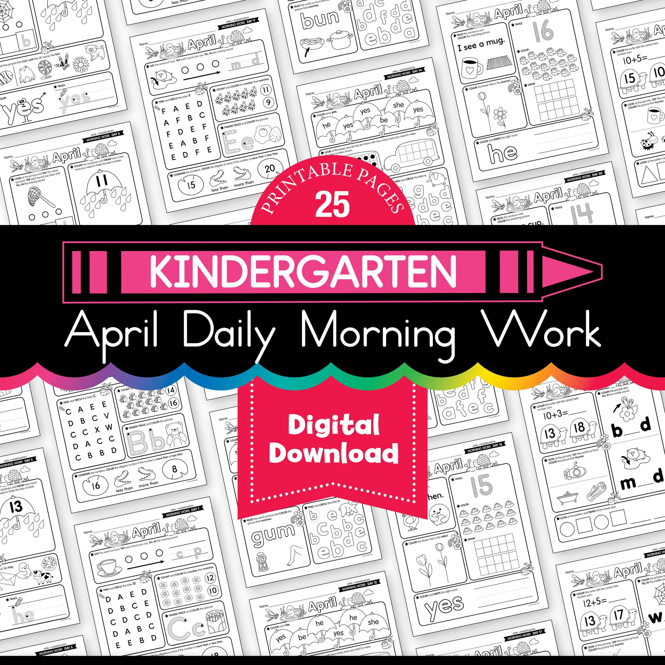 Printable Kindergarten April Daily Morning Work