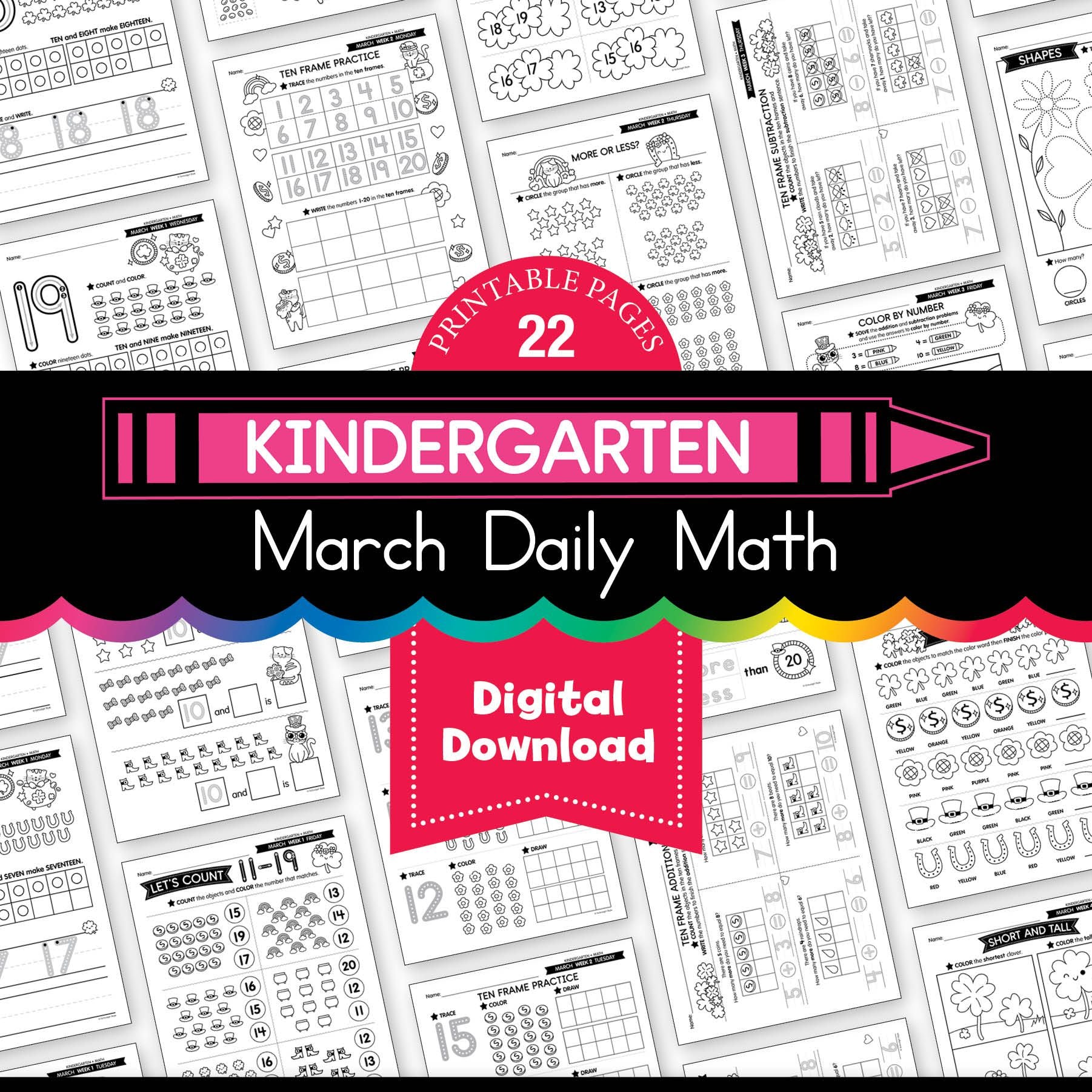 Printable Kindergarten March Daily Math