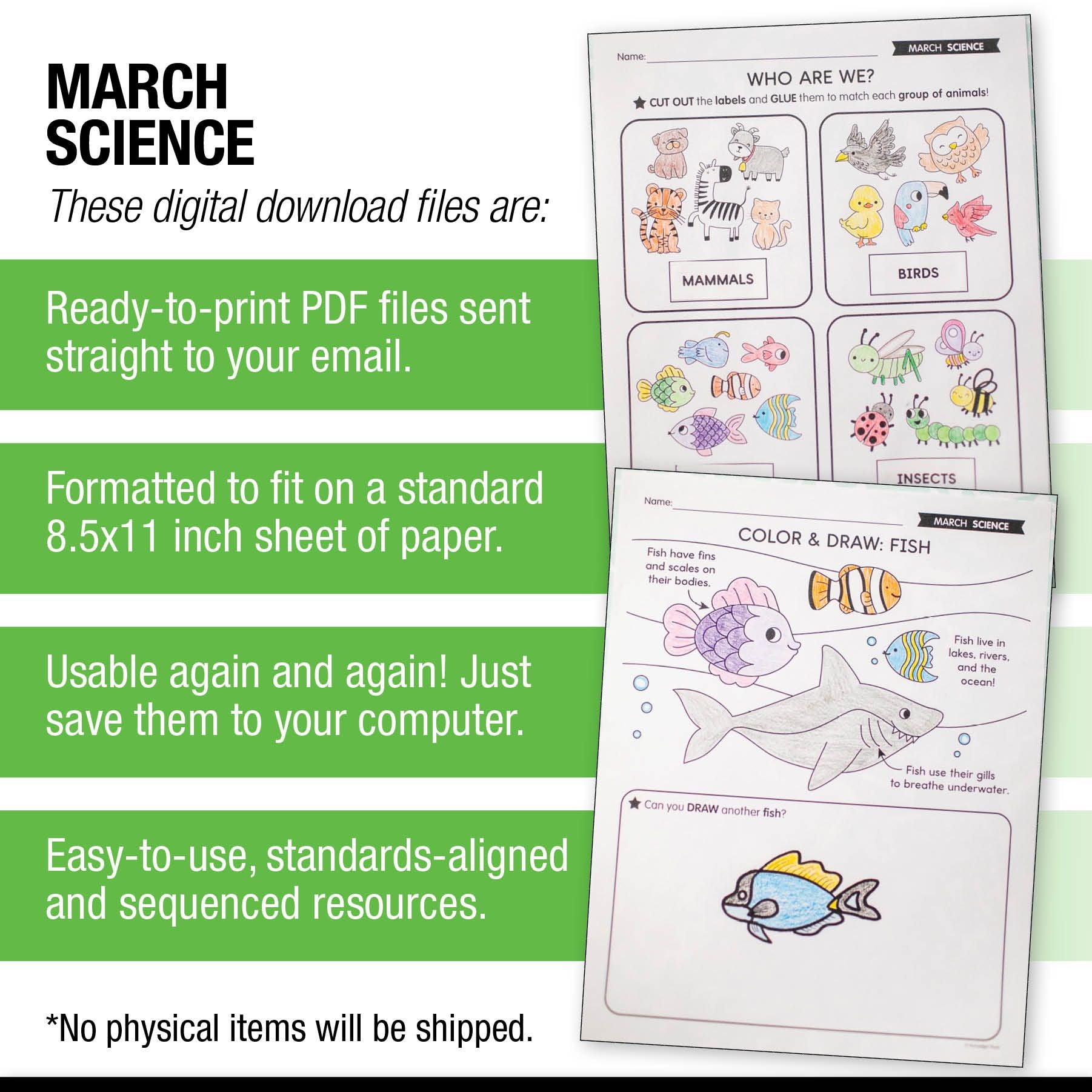 Printable March Science - Animals & Butterfly Life Cycle