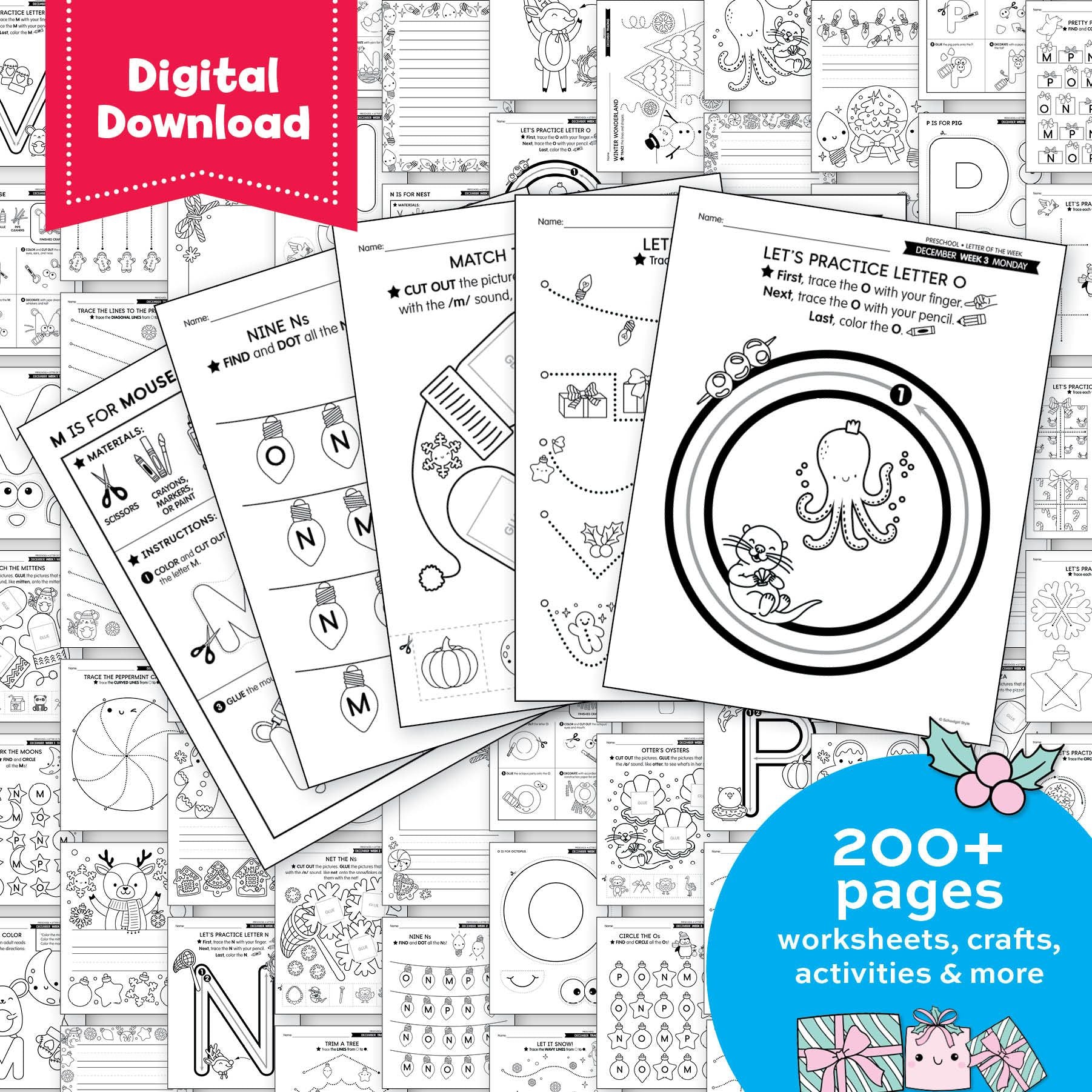 Printable Preschool December Homeschool Curriculum Bundle