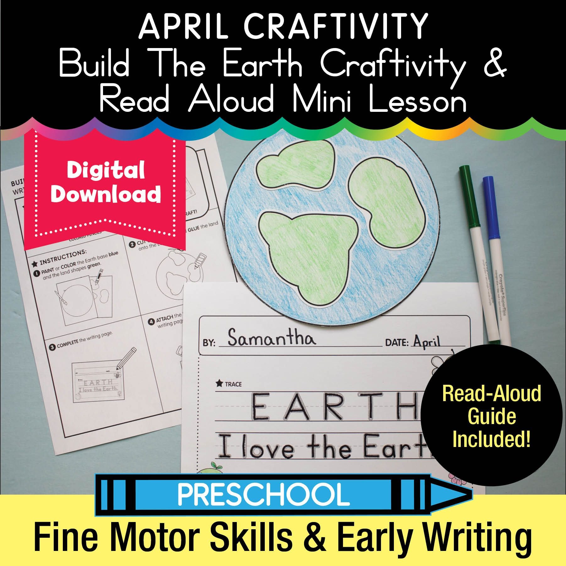 Printable April Build the Earth Craftivity and Read Aloud Mini Lesson