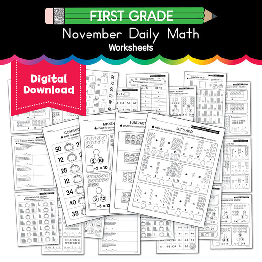 Printable First Grade November Daily Math