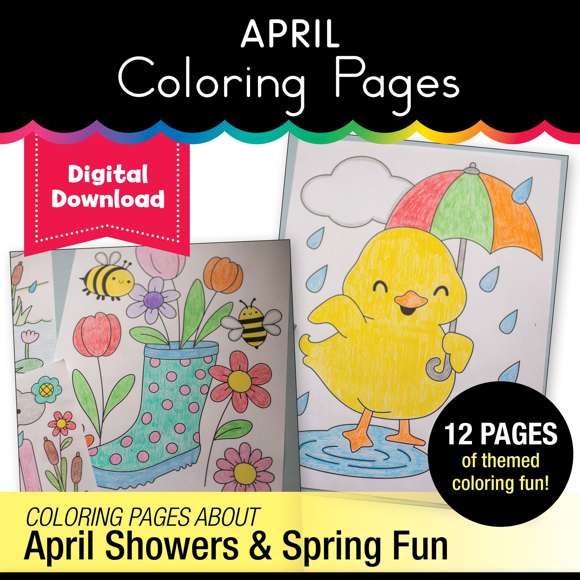 Free Printable April Coloring Pages Pack 2