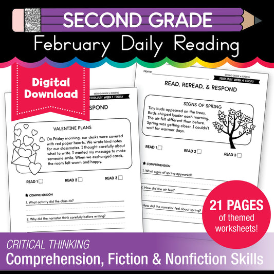 Printable Second Grade February Daily Reading