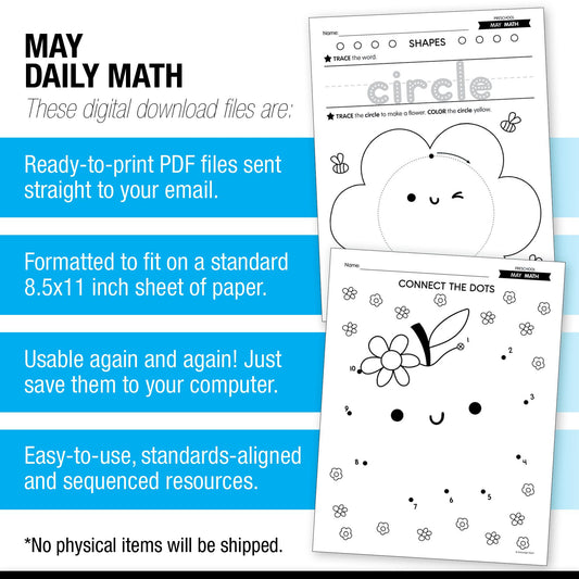 Printable Preschool May Daily Math