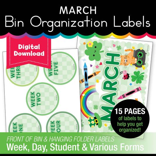 Printable March Bin Organization Labels
