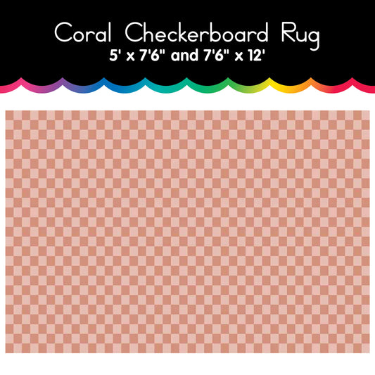 Coral Checkerboard Area Rug