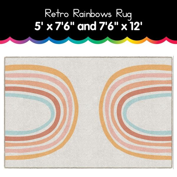 retro rainbows area rug 