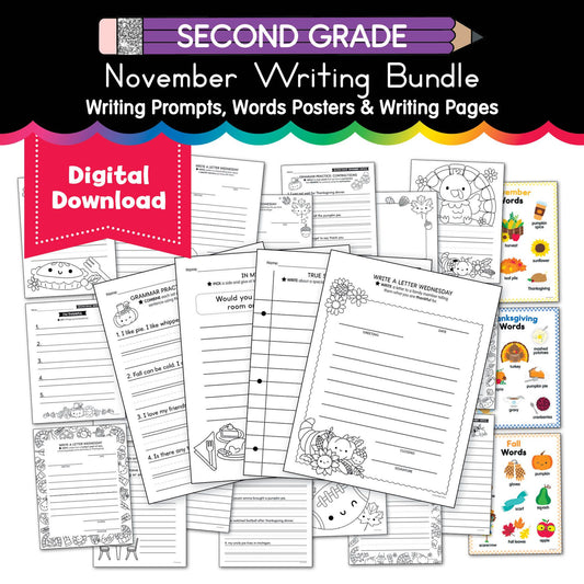 Printable Second Grade November Writing Bundle