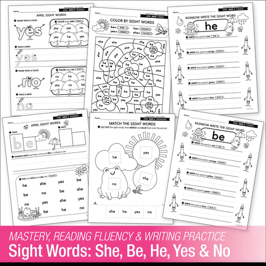 Printable Kindergarten April Daily Sight Words