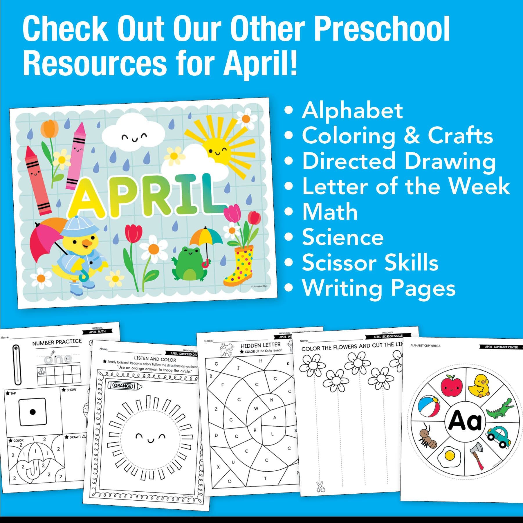 Printable Preschool April Daily Pre-Writing Tracing