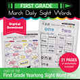Load image into Gallery viewer, Printable First Grade March Daily Sight Words
