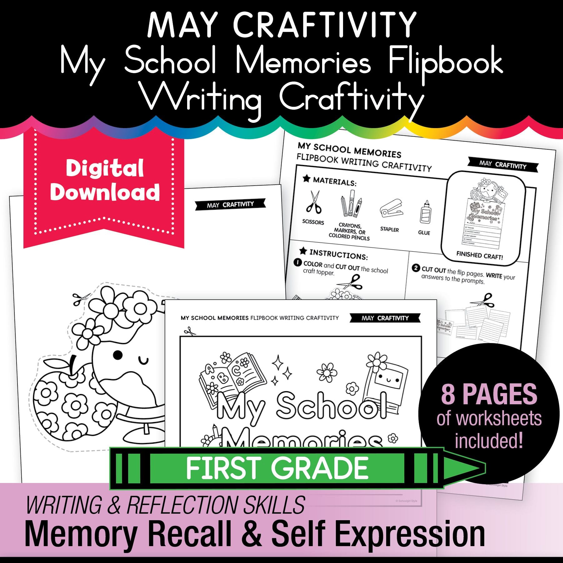 Printable May My School Memories Flipbook Writing Craftivity