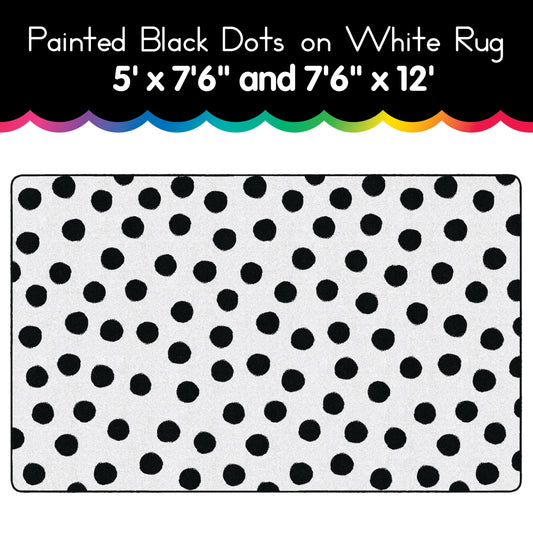 painted black dots on white area rug