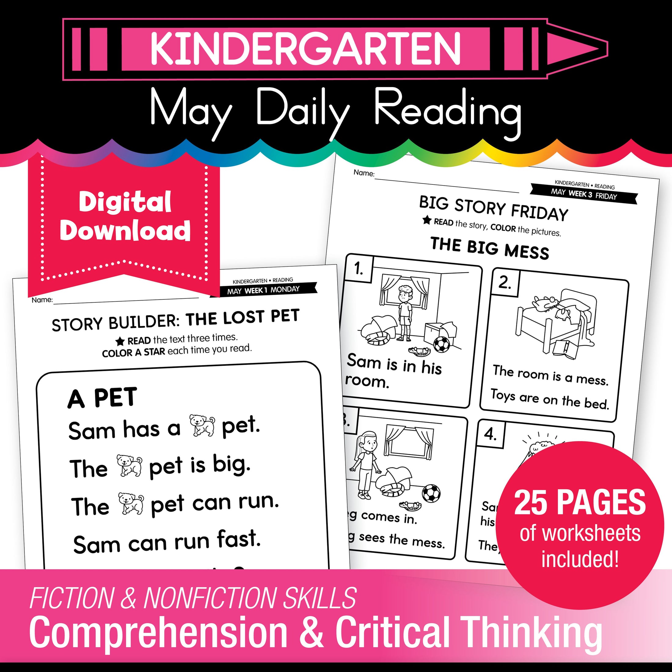 Printable Kindergarten May Daily Reading