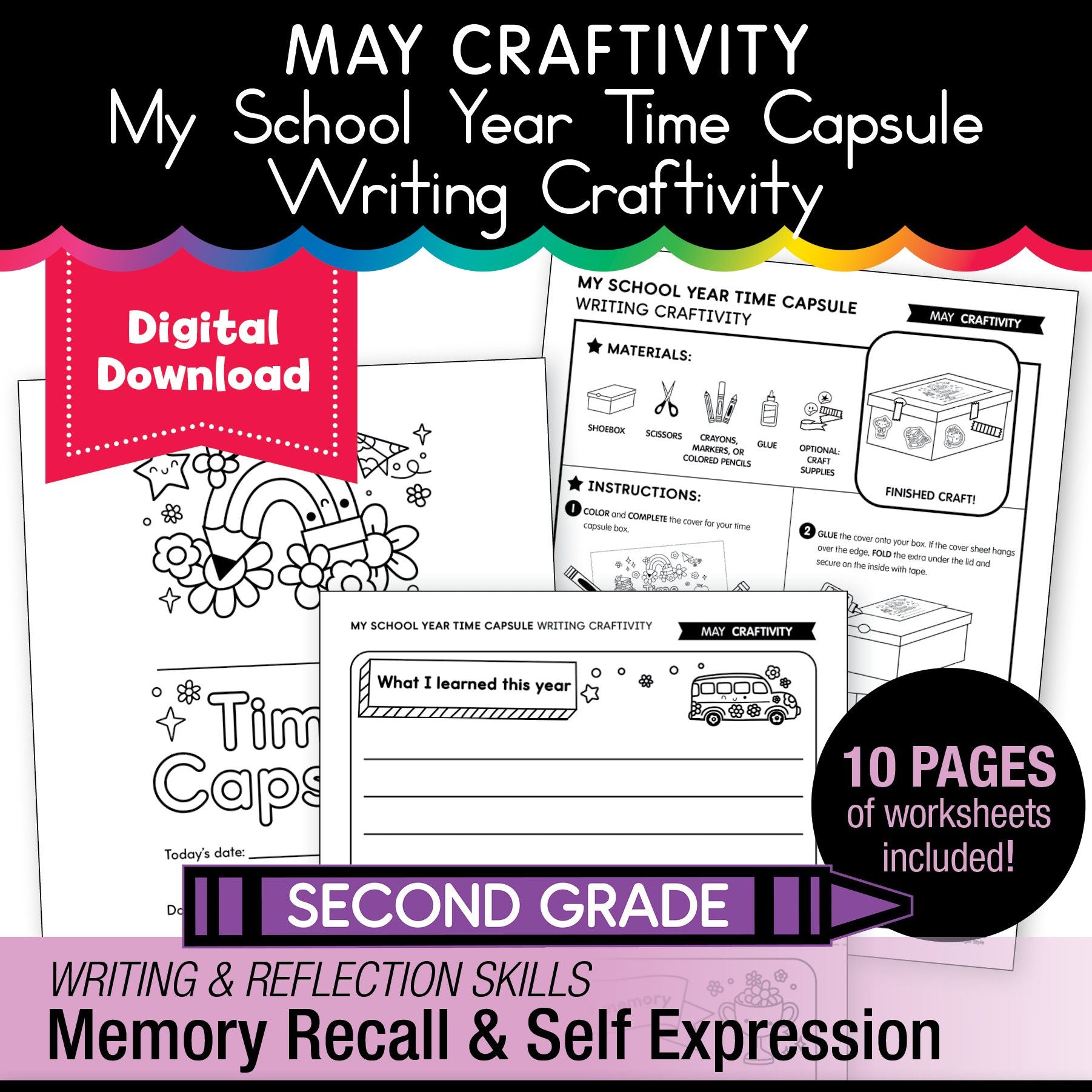 Printable May My School Year Time Capsule Writing Craftivity