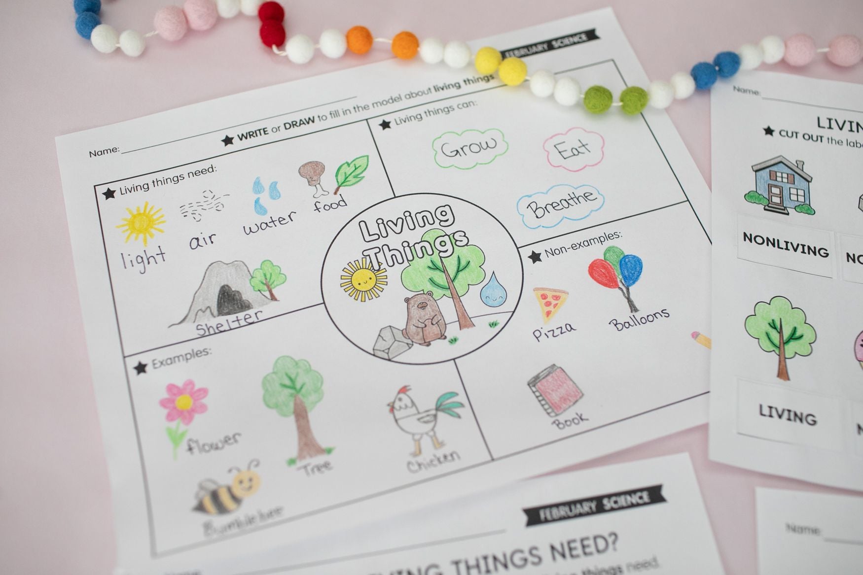 Printable February Science Living vs. Nonliving