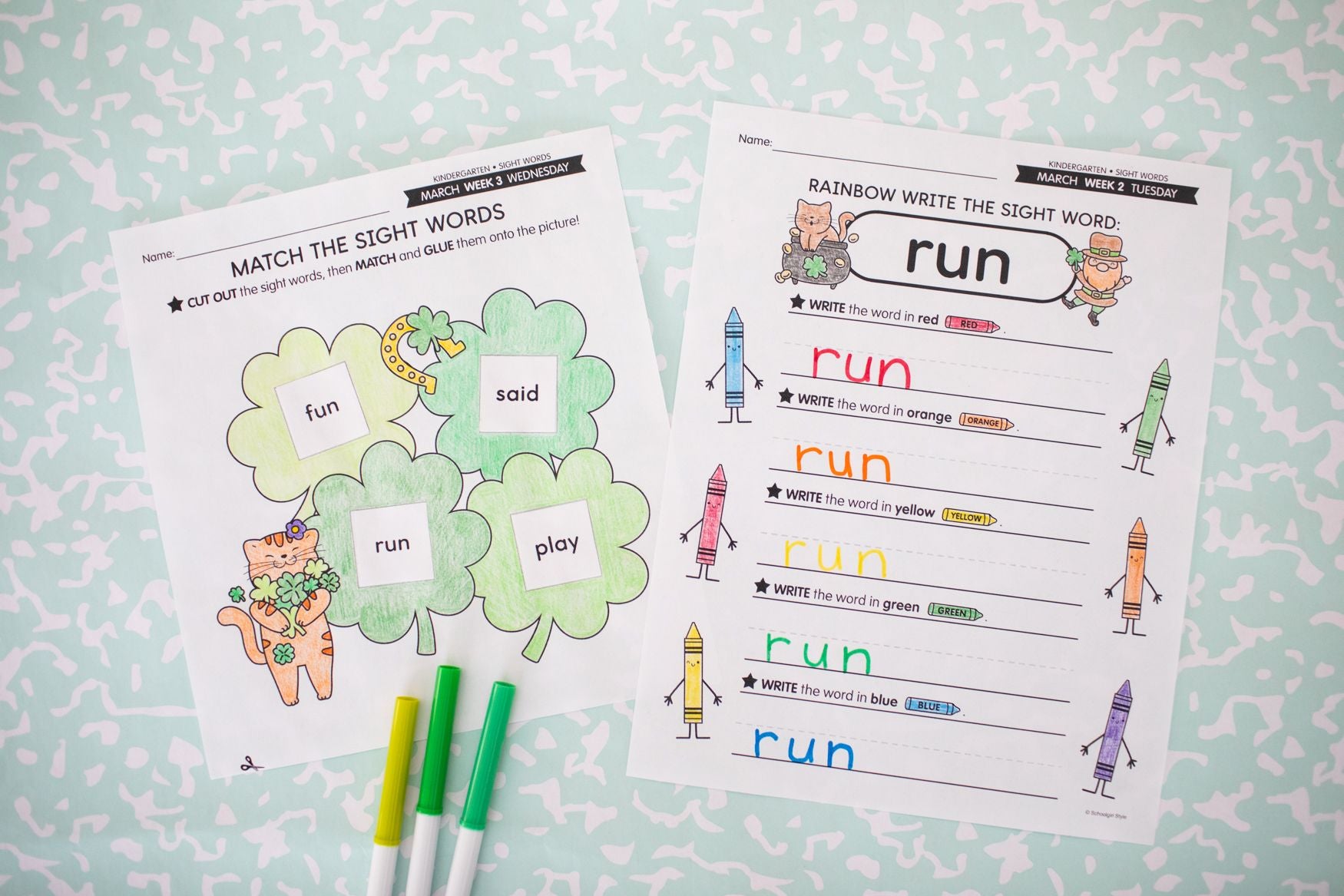 Printable Kindergarten March Daily Sight Words