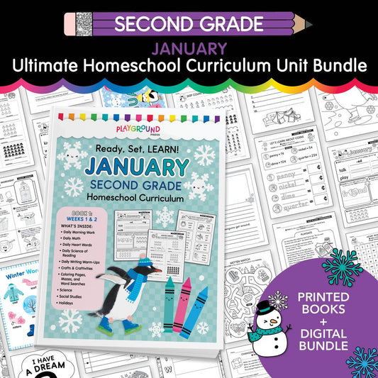 Ultimate Second Grade January Homeschool Curriculum Bundle