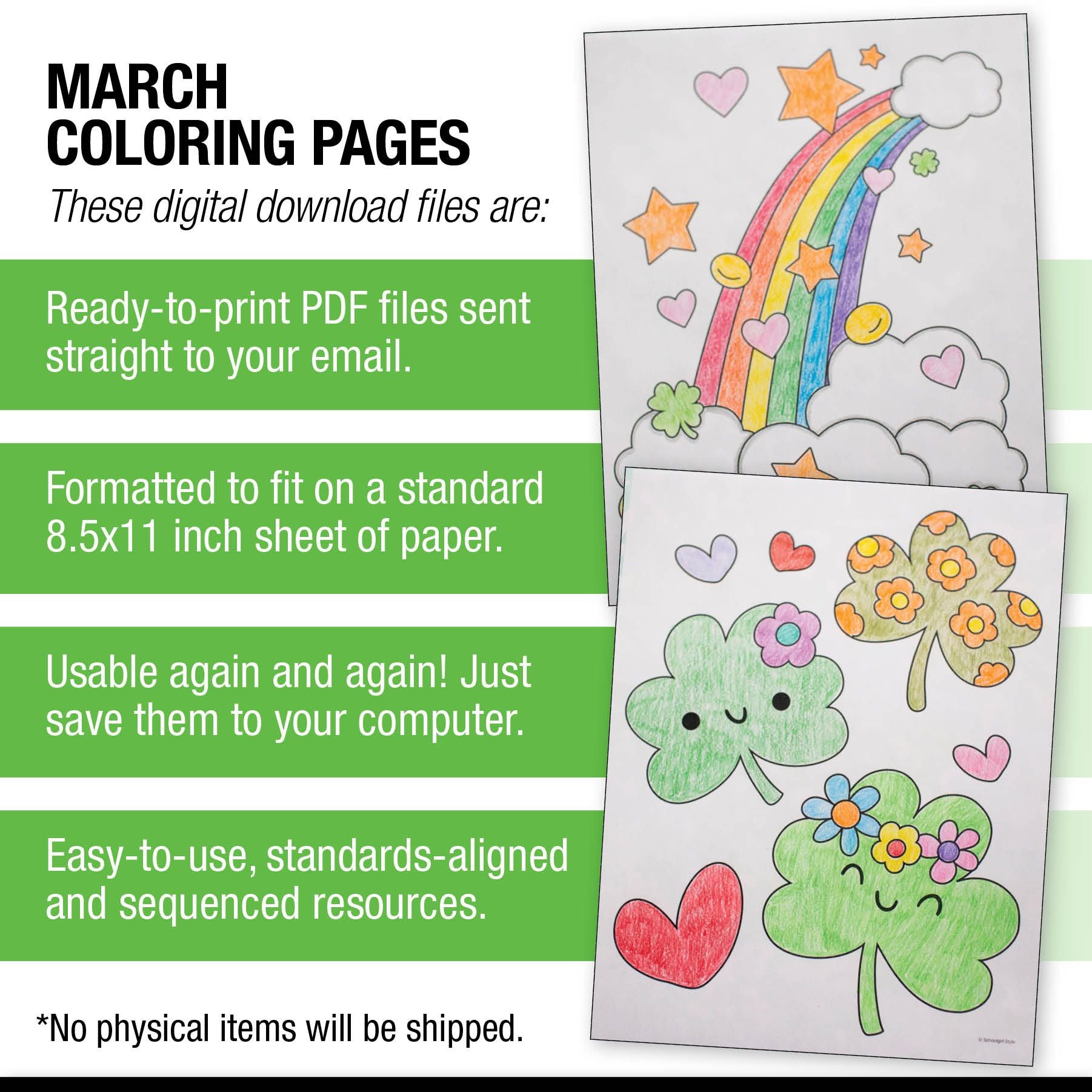 Free Printable March Coloring Pages Pack 2