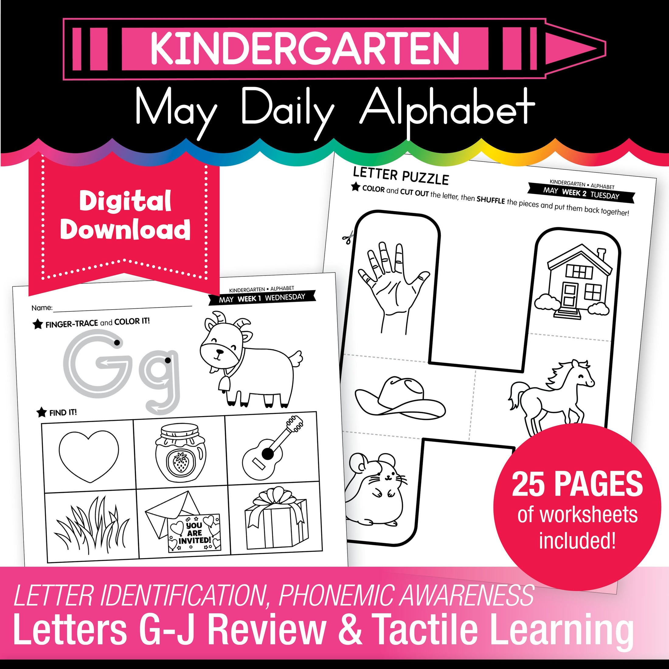 Printable Kindergarten May Daily Alphabet