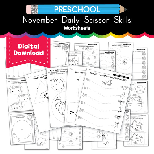 Printable Preschool November Daily Scissor Skills