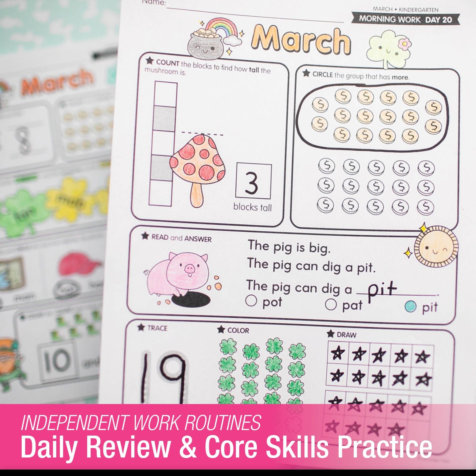 Printable Kindergarten March Daily Morning Work