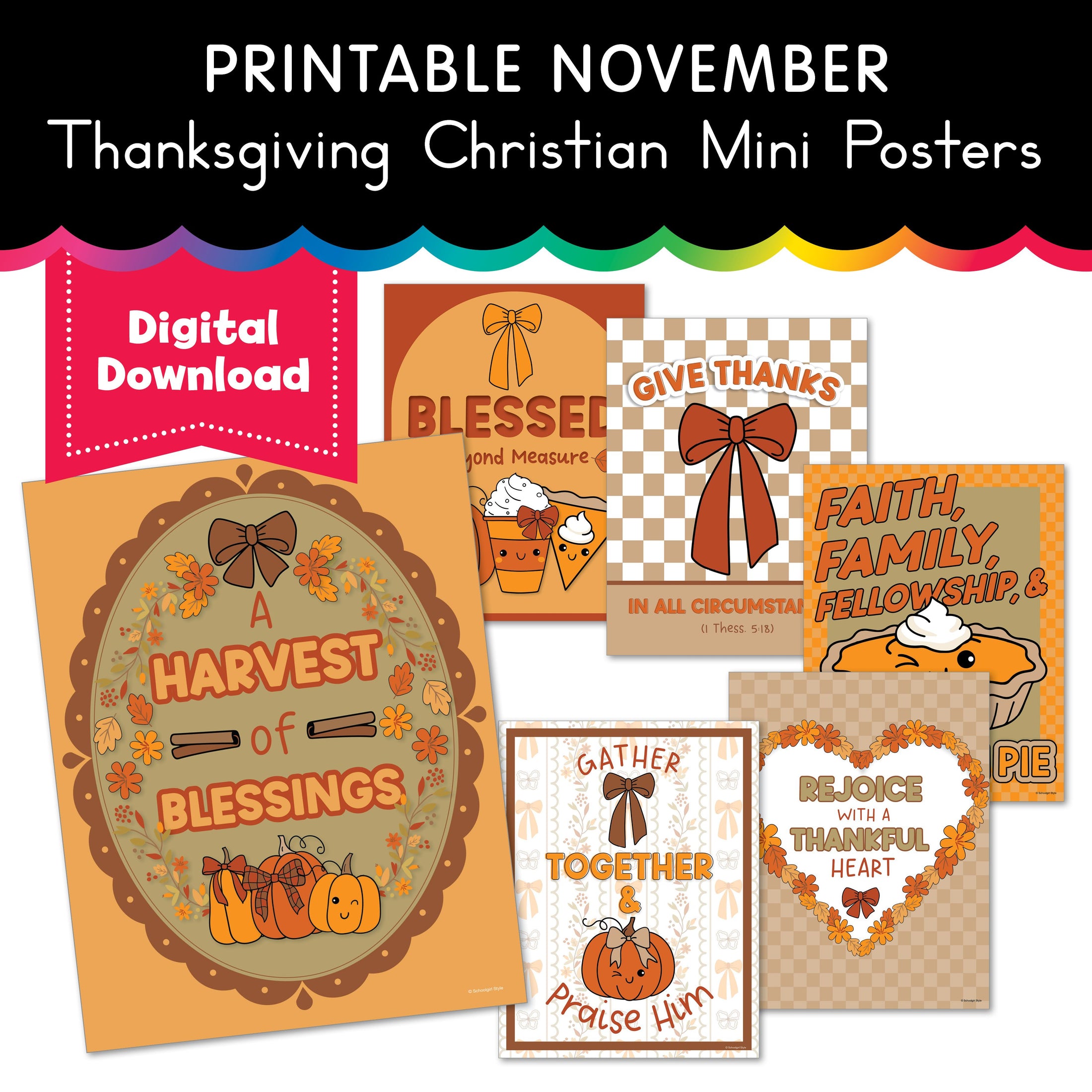 Printable November Thanksgiving Christian Mini Posters