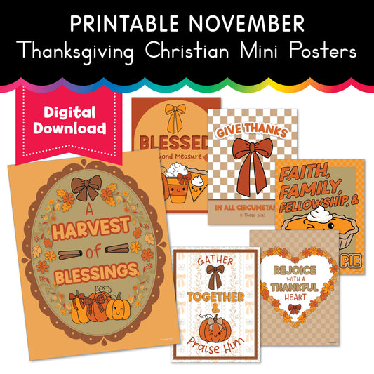 Printable November Thanksgiving Christian Mini Posters