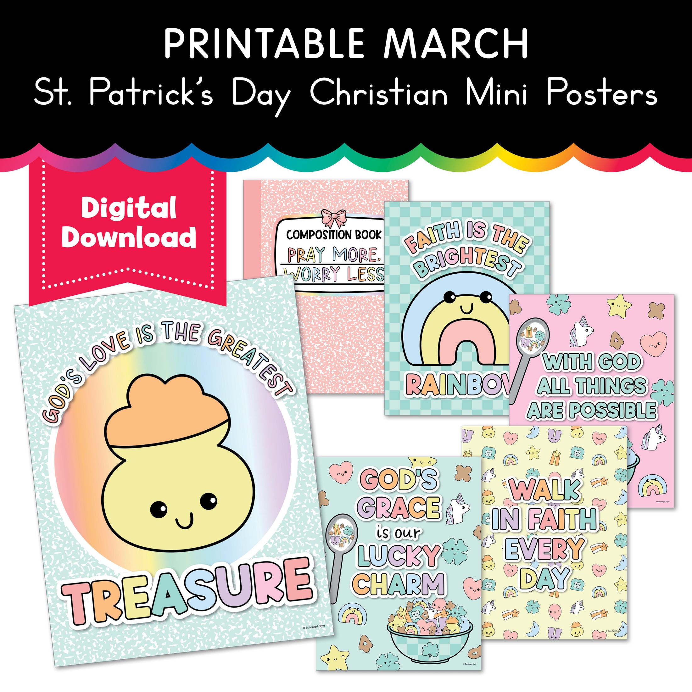 Printable March St. Patrick's Day Christian Mini Posters