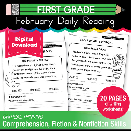 Printable First Grade February Daily Reading