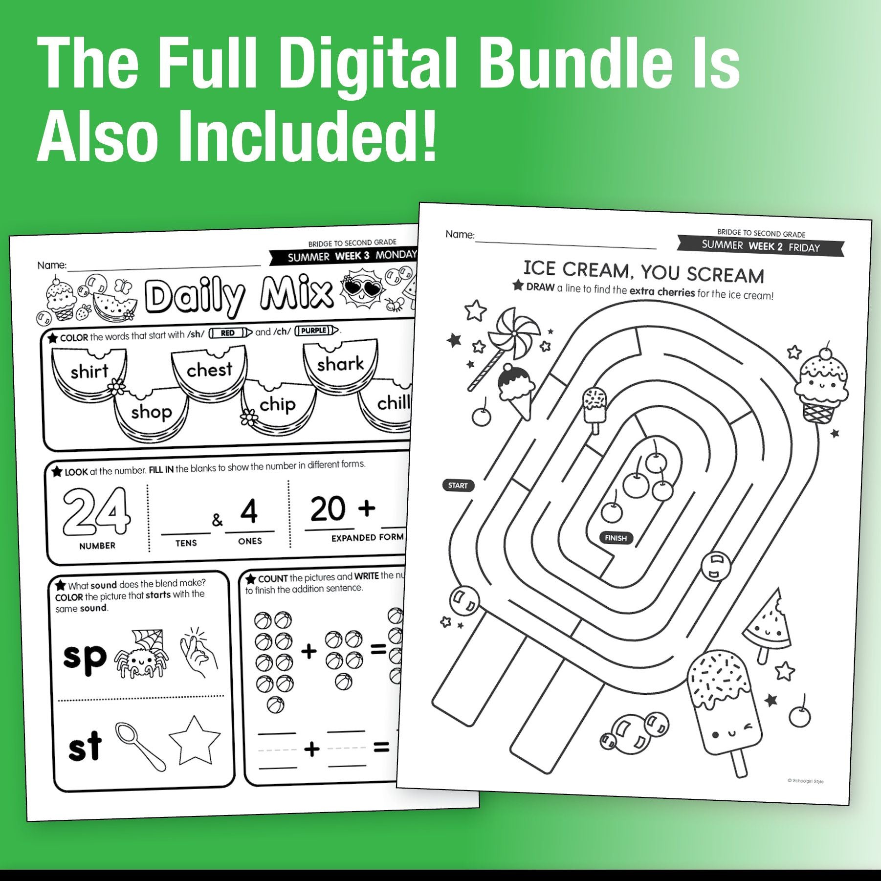 Ultimate Bridge To Second Grade Pre-Printed And Digital Summer Workbook